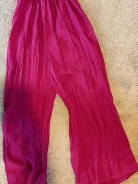 Michael Stars Women’s Magenta Crinkle Wide-Leg Pants